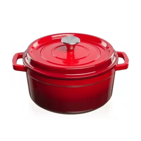 Casseruola in ghisa vetrificata con copercio Lt. 4,7 rossa - Grand Feu