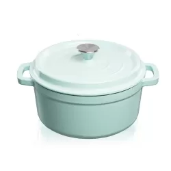 Casseruola in ghisa vetrificata con copercio Lt. 4,7 azzurro - Grand Feu