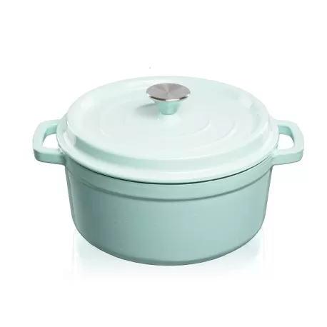 Casseruola in ghisa vetrificata con copercio Lt. 4,7 azzurro - Grand Feu