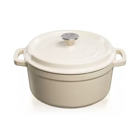 Casseruola in ghisa vetrificata con copercio Lt. 4,7 bianco - Grand Feu