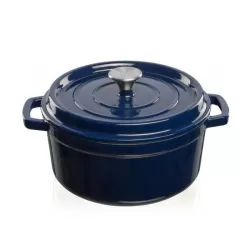 Casseruola in ghisa vetrificata con copercio Lt. 4,7 blu - Grand Feu