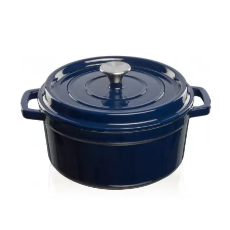 Casseruola in ghisa vetrificata con copercio Lt. 4,7 blu - Grand Feu