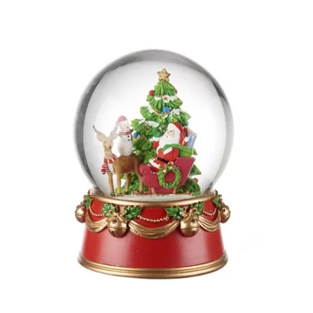 Melodie di Natale, Boule de neige con Babbo Natale e carillon- L'oca Nera