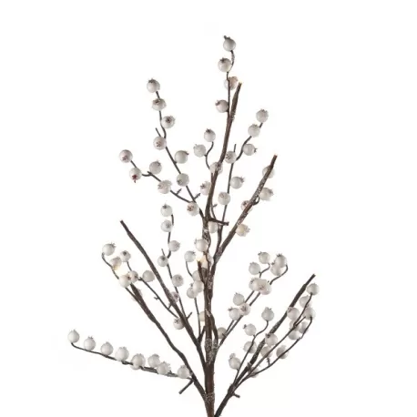 Rami lucenti, Ramo con bacche bianche con led - L'oca Nera