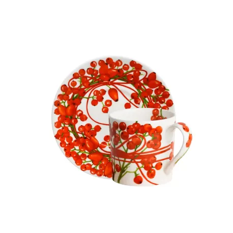 Fil Rouge Bacche, Tazza espresso con piatto - Taitu