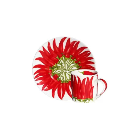 Red, Pepper - Tazza espresso con piatto - Taitu