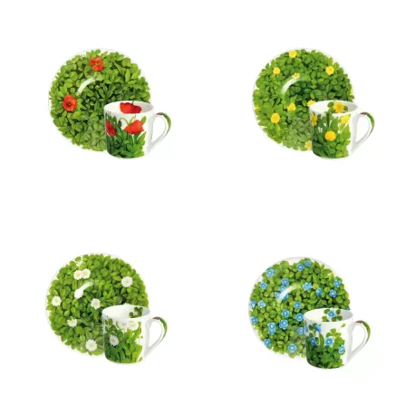 Prati Italiani, Tazza espresso con piatto 4 pezzi - Taitu