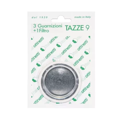 Guarnizione moka + 1 filtro tazze 9