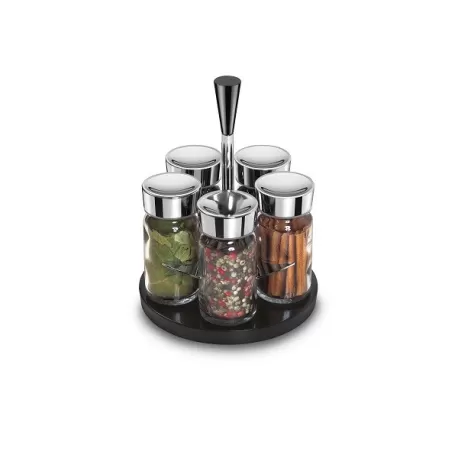 Glossy, Portaspezie 5 pezzi nero Ø 15xh 20 cm - Giannini