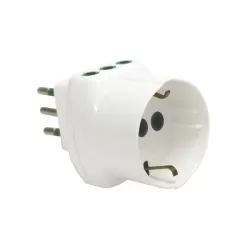 Adattatore triplo spina 10 amper presa 10 amper+schuko bianco