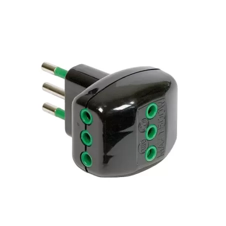 Adattatore triplo spina 10 amper 3 presa 10 amper nero
