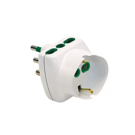 Adattatore triplo spina 16 amper presa schuko e 2 presa bipasso 10-16 amper bianco