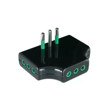 Adattatore triplo piatto spina 10 amper 3 presa 10 amper nero