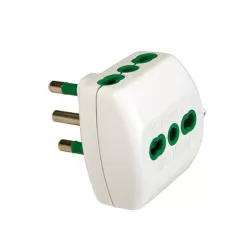 Adattatore triplo spina 16 amper 3 presa bipasso 10-16 amper bianco
