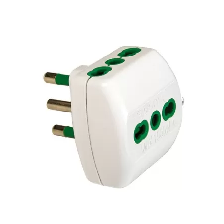 Adattatore triplo spina 16 amper 3 presa bipasso 10-16 amper bianco
