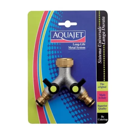 Rubinetto 3/4 femmina con 2 raccordi porta gomma in ottone