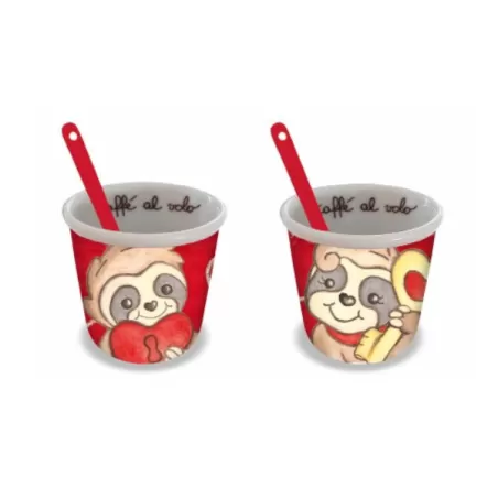 Set 2 bicchierini i porcellana con cucchiaini Love Is Key - Thun