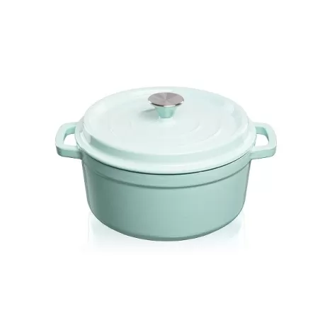 Casseruola in ghisa vetrificata con copercio Lt. 3,5 azzurro - Grand Feu