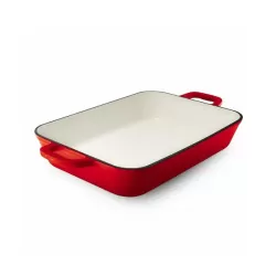 Teglia rettangolare in ghisa vetrificata rossa - Grand Feu