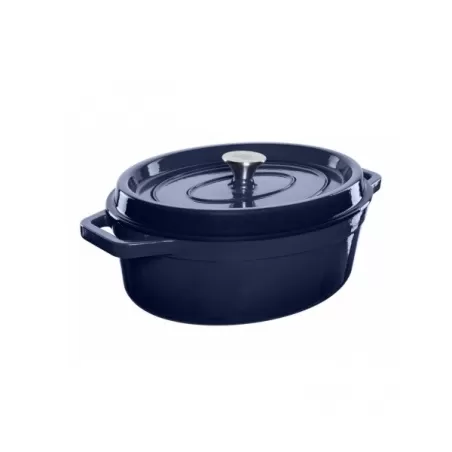 Casseruola ovale in ghisa vetrificata con copercio Lt. 5,6 blu - Grand Feu