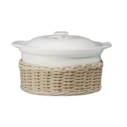 Midollino, Supporto cortona casseruola tonda con coperchio Cm. 23 - La Porcellana Bianca