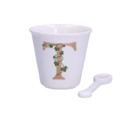 Unico, Bicchierino 't' con cucchiaino Cc. 75 - La Porcellana Bianca