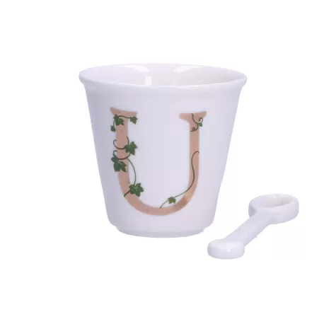 Unico, Bicchierino 'u' con cucchiaino Cc. 75 - La Porcellana Bianca