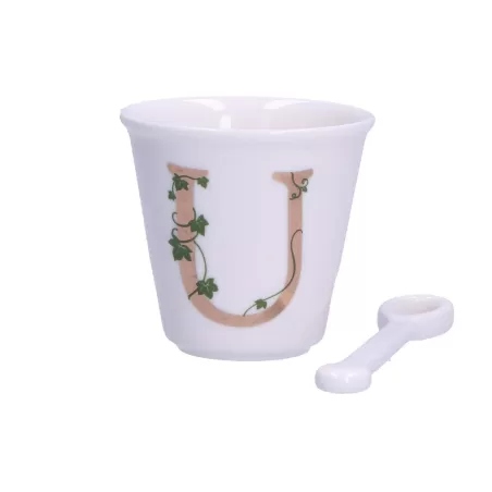Unico, Bicchierino 'u' con cucchiaino Cc. 75 - La Porcellana Bianca