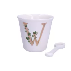 Unico, Bicchierino 'w' con cucchiaino Cc. 75 - La Porcellana Bianca