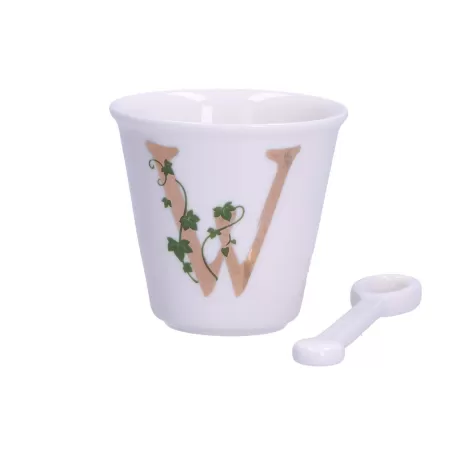Unico, Bicchierino 'w' con cucchiaino Cc. 75 - La Porcellana Bianca