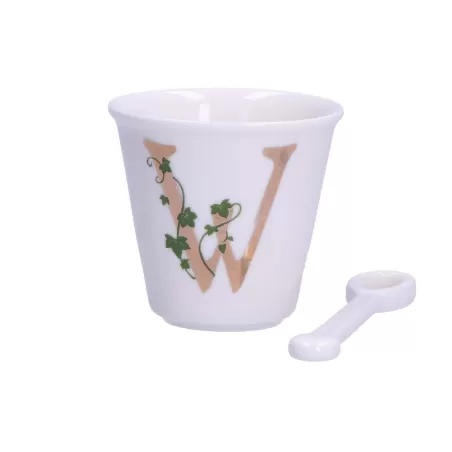 Unico, Bicchierino 'w' con cucchiaino Cc. 75 - La Porcellana Bianca