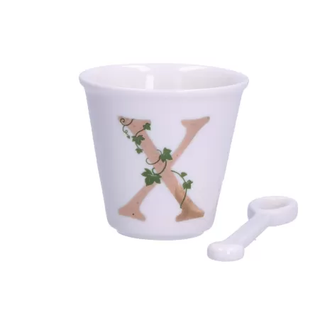 Unico, Bicchierino 'x' con cucchiaino Cc. 75 - La Porcellana Bianca
