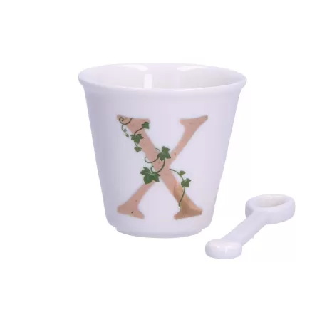 Unico, Bicchierino 'x' con cucchiaino Cc. 75 - La Porcellana Bianca