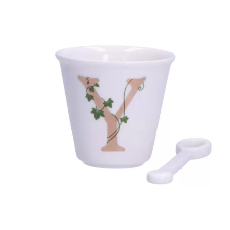 Unico, Bicchierino 'y' con cucchiaino Cc. 75 - La Porcellana Bianca