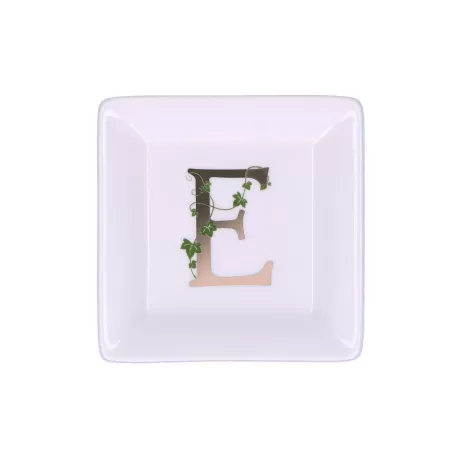 Adorato, Piattino quadrato 'e' Cm. 10x10 - La Porcellana Bianca
