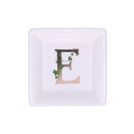 Adorato, Piattino quadrato 'e' Cm. 10x10 - La Porcellana Bianca