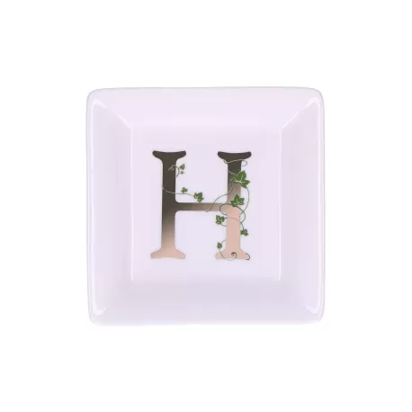 Adorato, Piattino quadrato 'h' Cm. 10x10 - La Porcellana Bianca