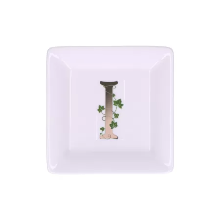 Adorato, Piattino quadrato 'i' Cm. 10x10 - La Porcellana Bianca