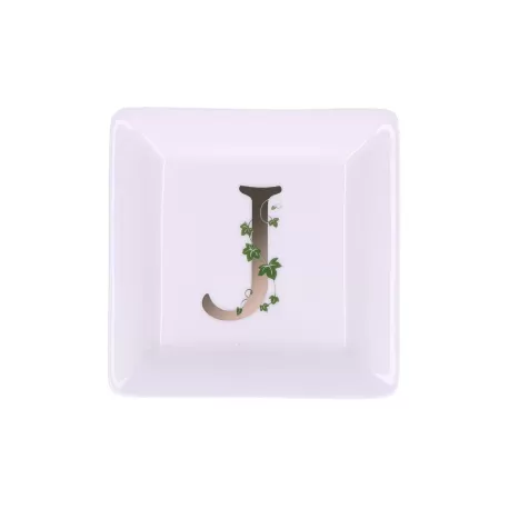 Adorato, Piattino quadrato 'j' Cm. 10x10 - La Porcellana Bianca