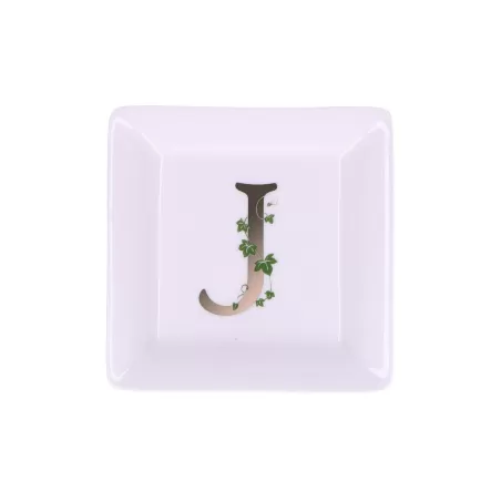 Adorato, Piattino quadrato 'j' Cm. 10x10 - La Porcellana Bianca