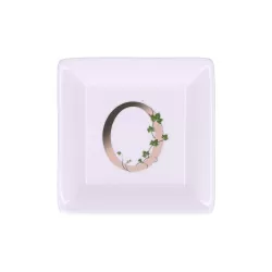 Adorato, Piattino quadrato 'o' Cm. 10x10 - La Porcellana Bianca