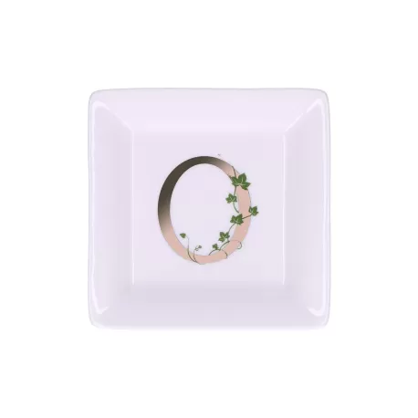 Adorato, Piattino quadrato 'o' Cm. 10x10 - La Porcellana Bianca