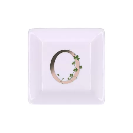 Adorato, Piattino quadrato 'o' Cm. 10x10 - La Porcellana Bianca