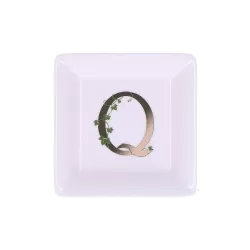 Adorato, Piattino quadrato 'q' Cm. 10x10 - La Porcellana Bianca