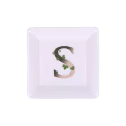 Adorato, Piattino quadrato 's' Cm. 10x10 - La Porcellana Bianca