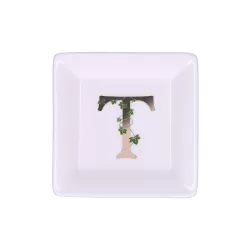Adorato, Piattino quadrato 't' Cm. 10x10 - La Porcellana Bianca