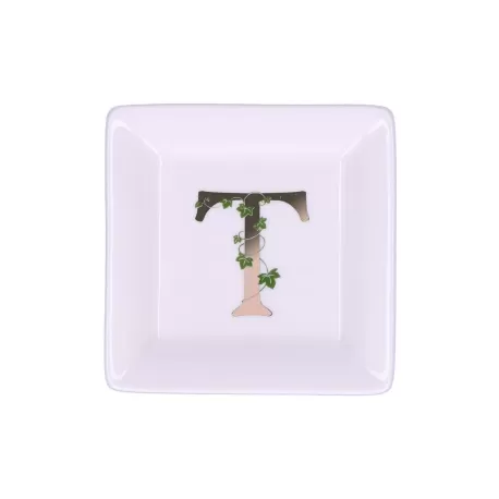 Adorato, Piattino quadrato 't' Cm. 10x10 - La Porcellana Bianca