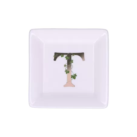 Adorato, Piattino quadrato 't' Cm. 10x10 - La Porcellana Bianca