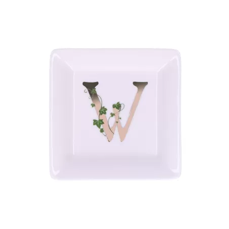 Adorato, Piattino quadrato 'w' Cm. 10x10 - La Porcellana Bianca