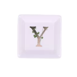 Adorato, Piattino quadrato 'y' Cm. 10x10 - La Porcellana Bianca